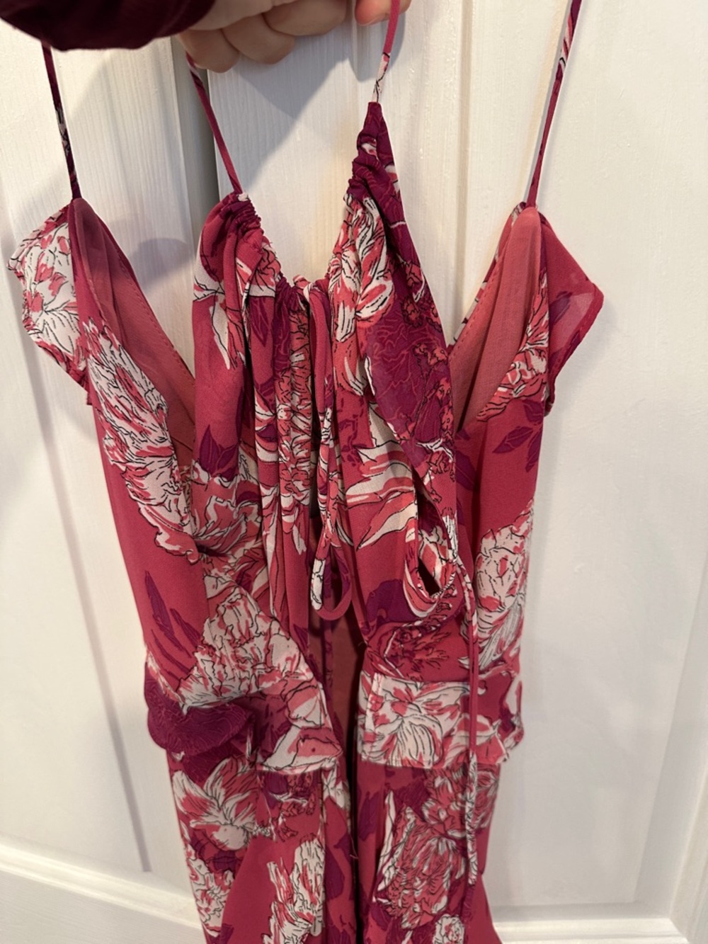 Zara Raspberry Pink Floral Ruffle Maxi Dress - Picture 3 of 4